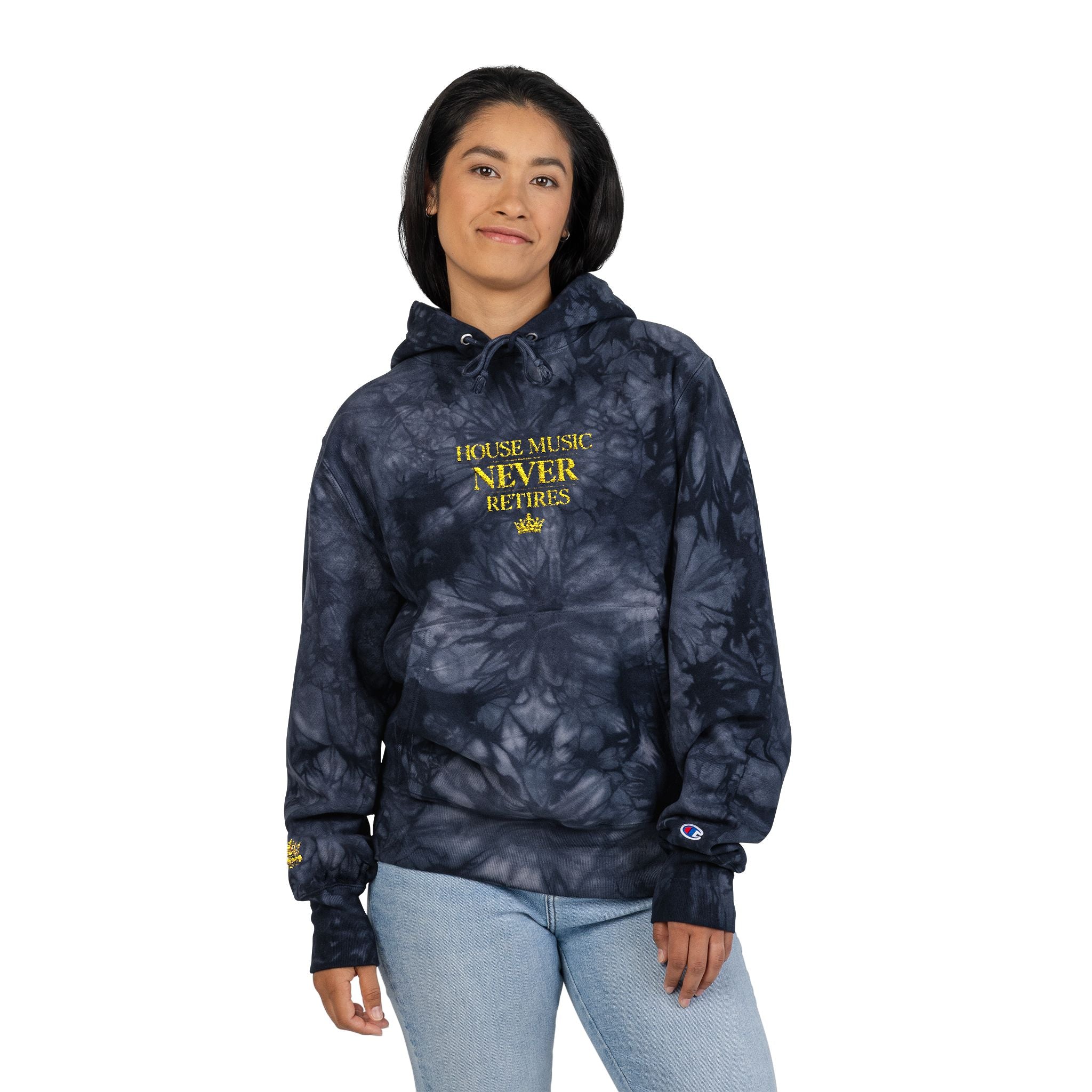 King of Stems - "House Music Never Retires" - Tie-Dye Hoodie - Champion/KOS collab