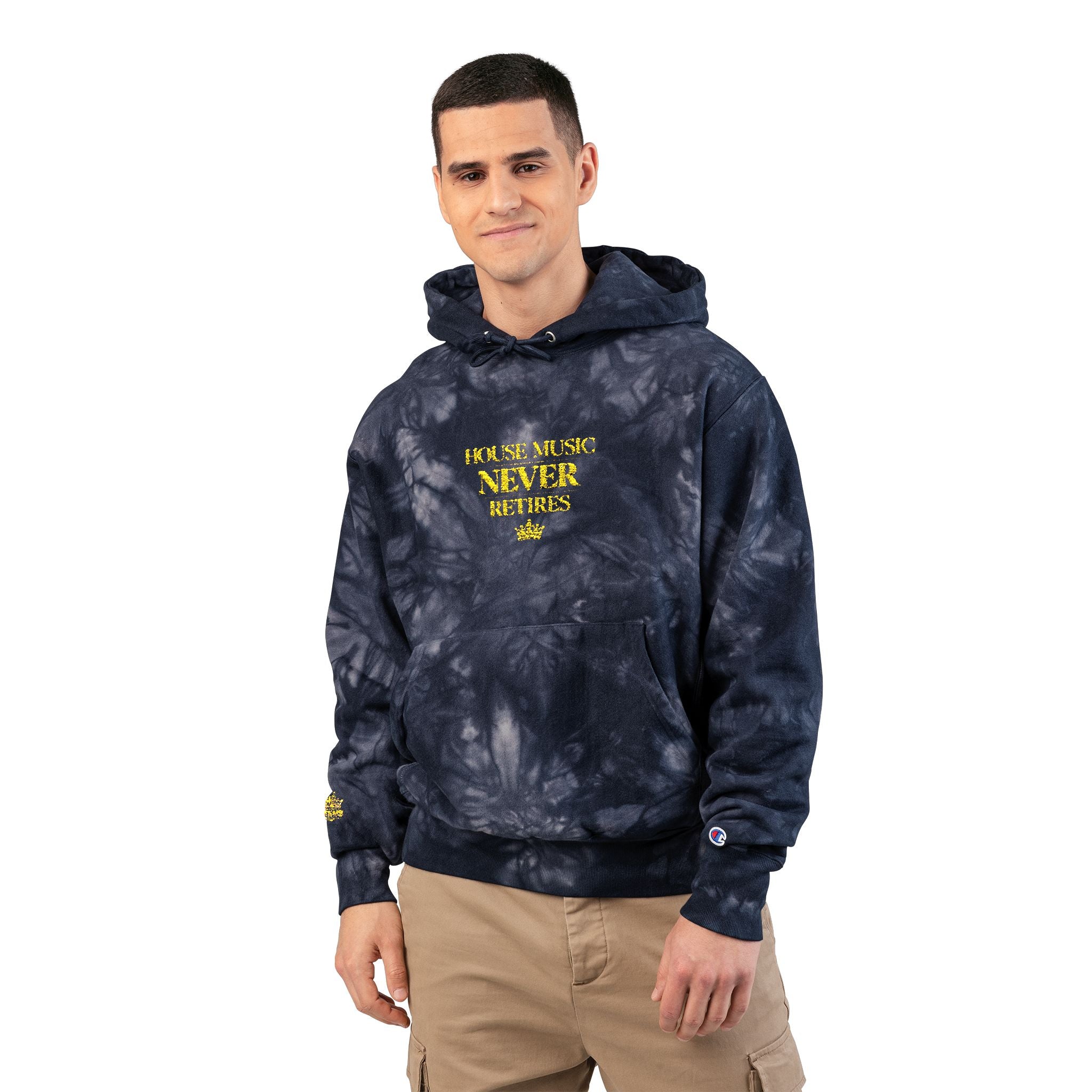 King of Stems - "House Music Never Retires" - Tie-Dye Hoodie - Champion/KOS collab