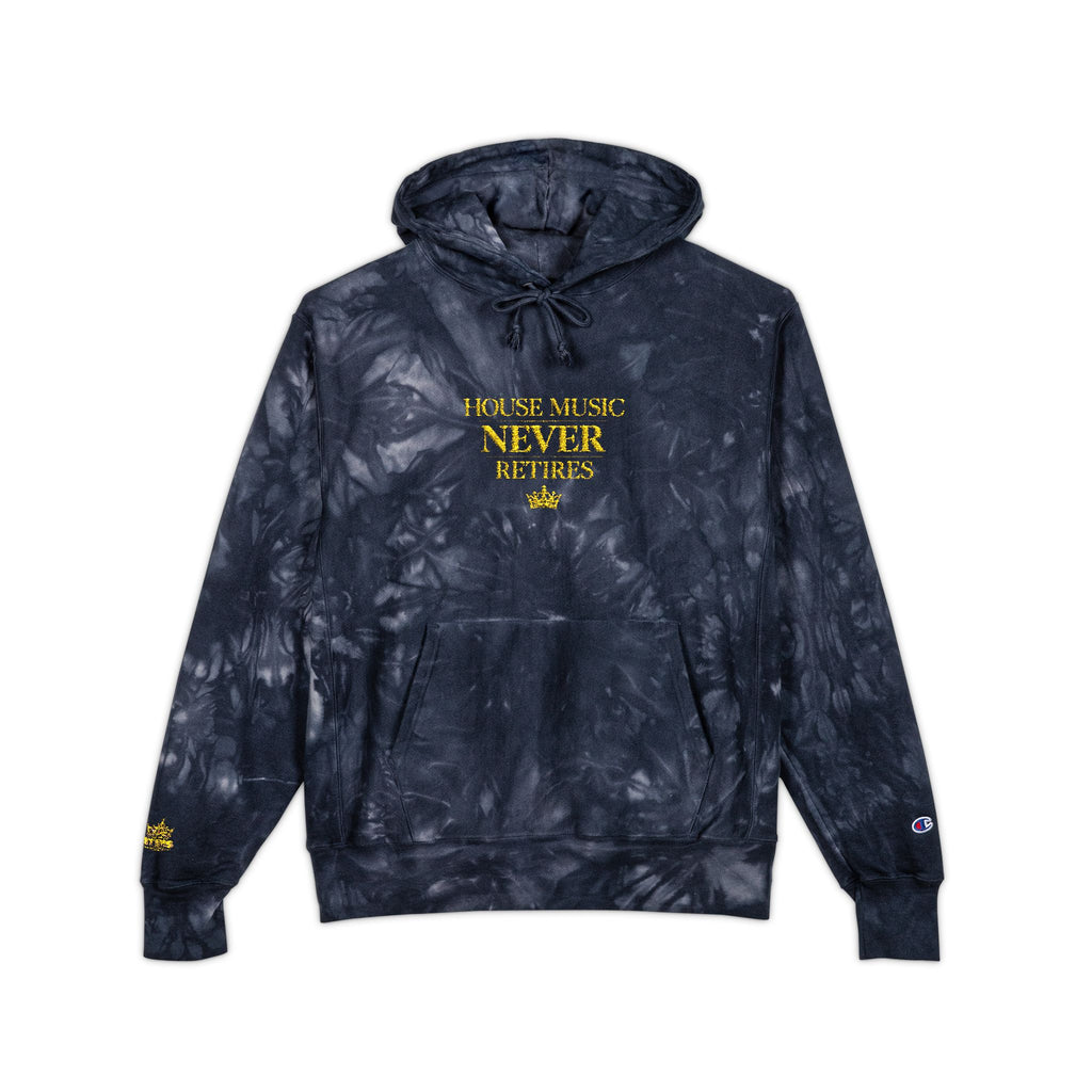 King of Stems - "House Music Never Retires" - Tie-Dye Hoodie - Champion/KOS collab