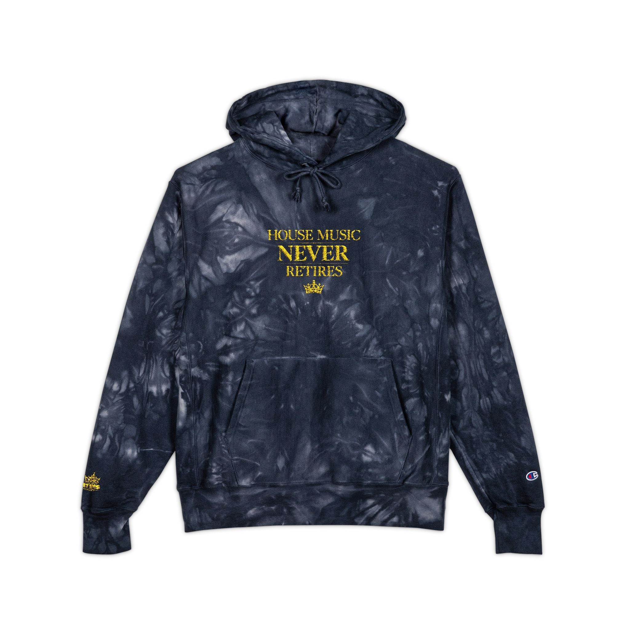 King of Stems - "House Music Never Retires" - Tie-Dye Hoodie - Champion/KOS collab