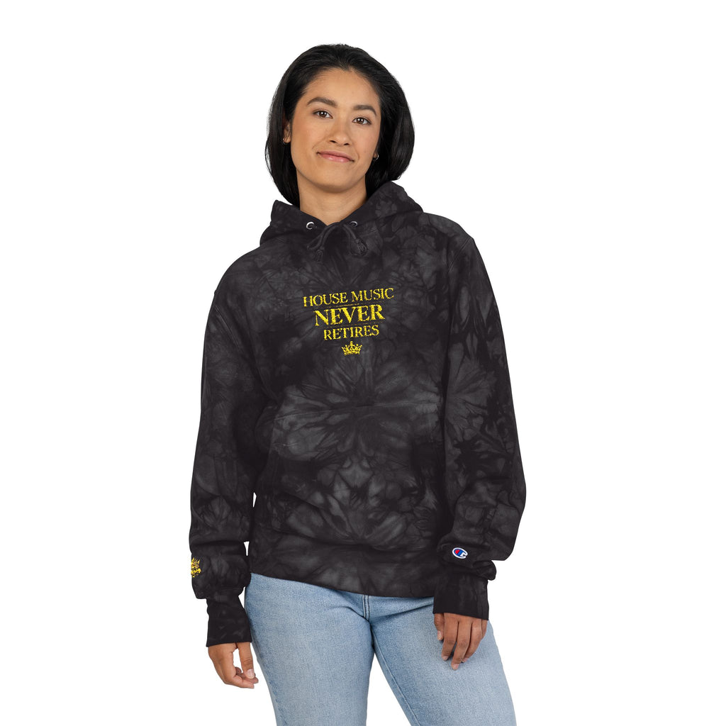 King of Stems - "House Music Never Retires" - Tie-Dye Hoodie - Champion/KOS collab